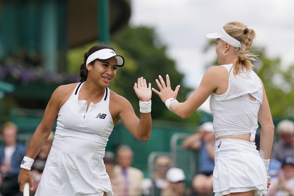 Heather Watson (left) and Harriet Dart are flying high in women’s doubles (Zac Goodwin/PA) (PA Wire)