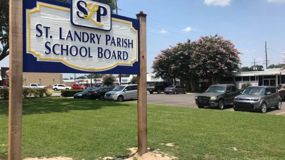The front entrance of the St. Landry Parish School Board’s central office. (Photo via The Acadiana Advocate)