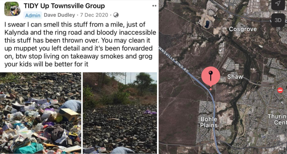 Dave Dudley's Facebook post from three years ago (let) and the Google map location of where it was found (right).