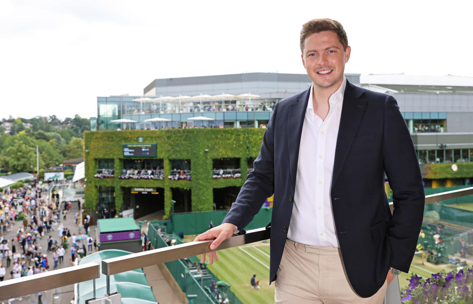 LONDON, ENGLAND - JULY 08: Dr Alex George attends the Jaguar suite, an official Partner of Wimbledon on July 08, 2021 in London, England. (Photo by David M. Benett/Dave Benett/Getty Images for Jaguar UK)