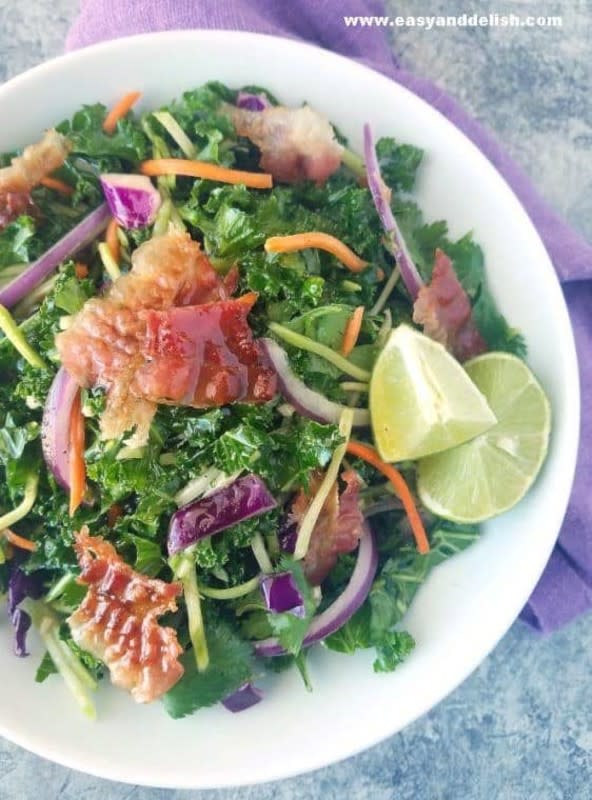 <p>Homemade Coleslaw (kale slaw) is a fresh, colorful salad made with kale, onions and coleslaw mix, tossed with a lime-garlic vinaigrette. A must for all year round, including as a side for barbecued meats and sandwiches. <strong>Get the Recipe: <a href="/wp-admin/_wp_link_placeholder" data-ylk="slk:Homemade Coleslaw;elm:context_link;itc:0;sec:content-canvas" class="link rapid-noclick-resp">Homemade Coleslaw</a></strong></p>