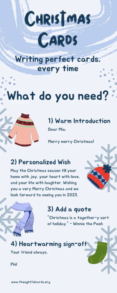 the different steps to writing a warm christmas card