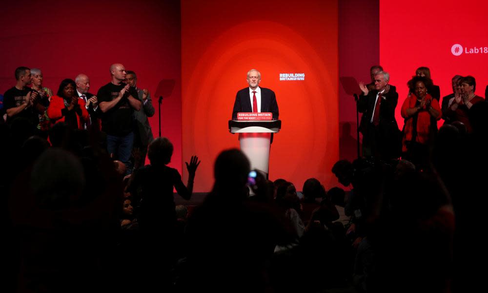 Labour Party leader Jeremy Corbyn delivers his speech at the party’s conference in Liverpool.