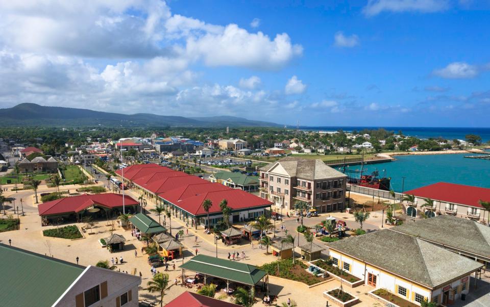 The shopping area near the entrance to the port of Falmouth, Jamaica, which hopes to expand its tourism sector