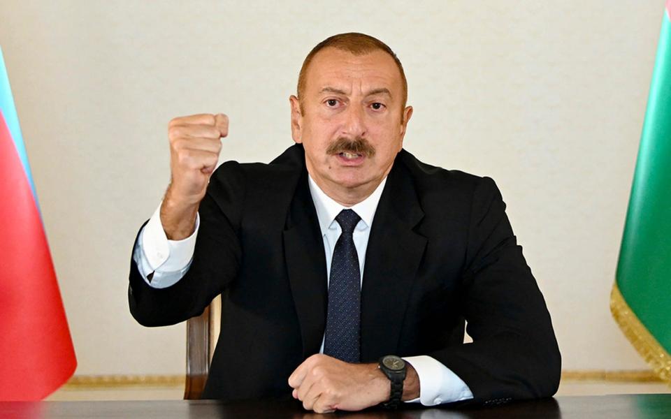 In a televised address to his people, Azerbaijani President Ilham Aliyev vowed victory over the Armenian forces - -/Azerbaijan's Presidential Press Office 