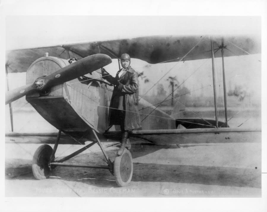 American pilot Bessie Coleman in her bi-plane, circa 1920. (Photo by Michael Ochs Archives/Getty Images)