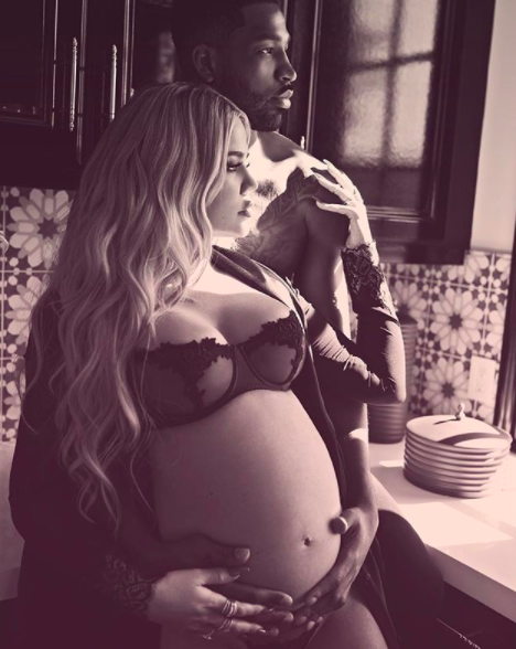 An expectant Khloé Kardashian and Tristan Thompson before the scandal broke that he had allegedly been cheating on her. Source: Instagram / khloekardashian