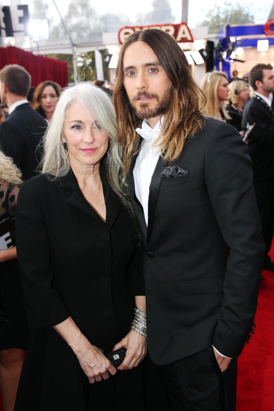 Constance Leto and Jared Leto arrive at the 20th annual Screen Actors Guild Awards at the Shrine Auditorium on Saturday, Jan. 18, 2014, in Los Angeles. (Photo by Matt Sayles/Invision/AP)