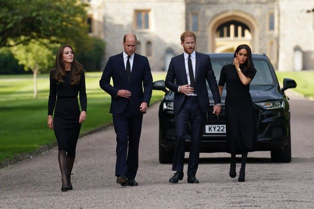 The Princess of Wales, Prince of Wales and the Duke and Duchess of Sussex meet members of the public at Windsor Castle following the death of the Queen. (Photo: Kirsty O'Connor via PA Wire/PA Images)