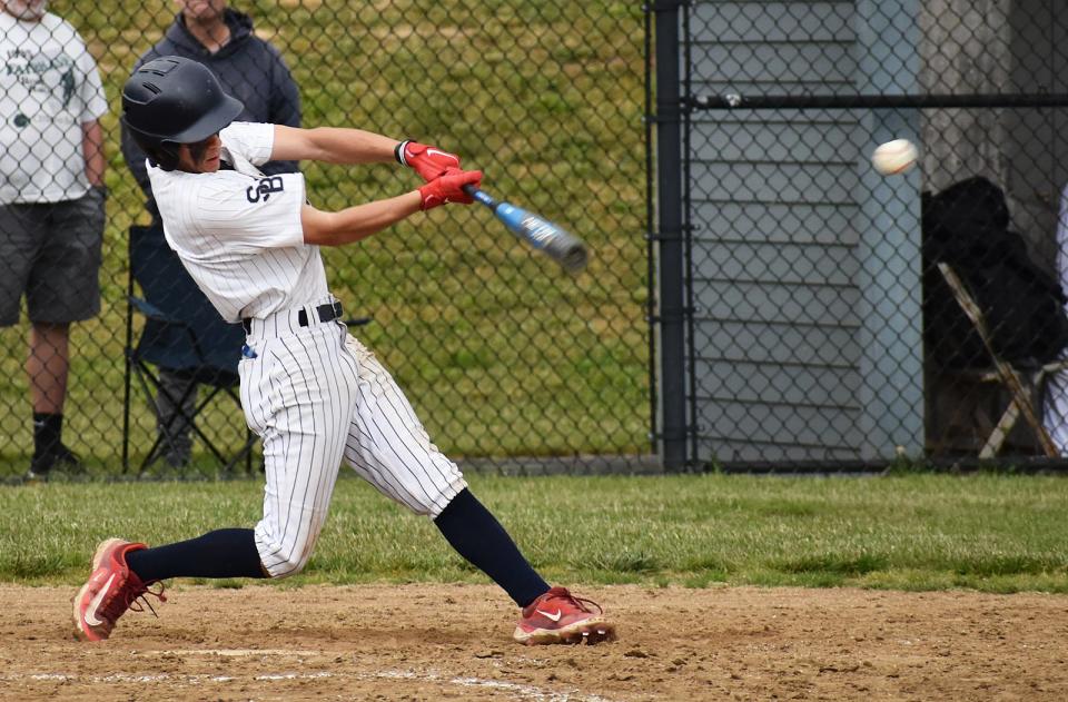 Somerset Berkley's Camden Hoyle gets some contact in last season's Division II Round of 32 game against Nashoba.