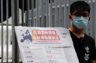 Pro-democracy activist Joshua Wong speaks to media to response national security legislation in Hong Kong