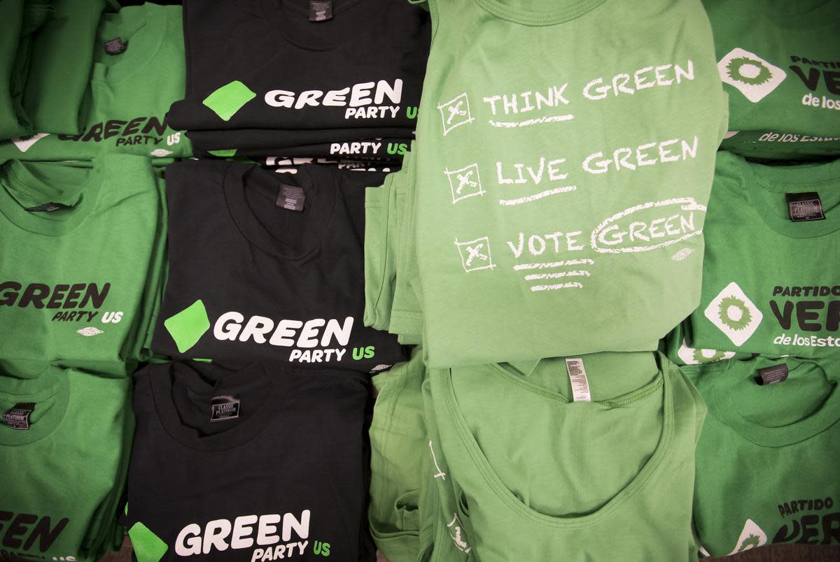 T-Shirts for sale at the Green Party Presidential Convention in Houston on Aug. 5, 2016.