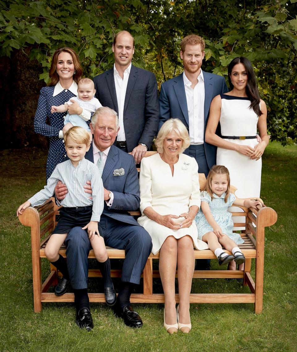 <p>Charlotte looks adorable in the more serious version of the new family portrait. </p>