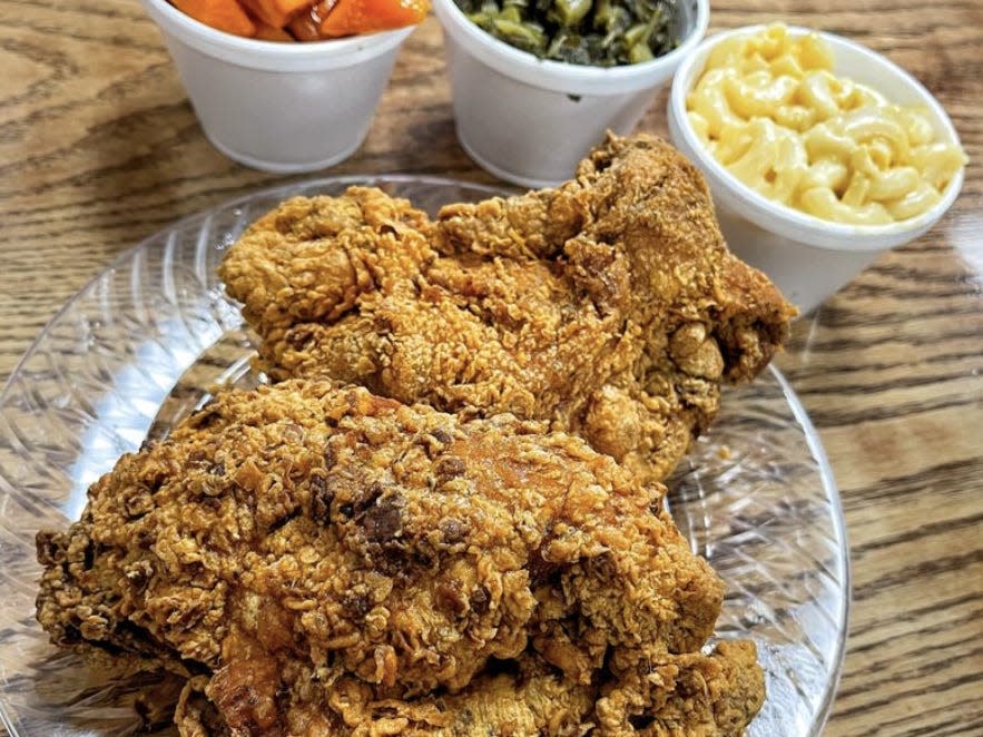 Fried chicken with sides at Wanda J.'s Next Generation.