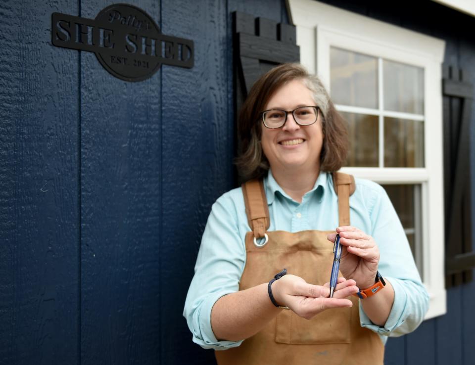 Patty Gregorio turned her hobby of making pens into a business named for her dog Lima, Black Dog Pens.