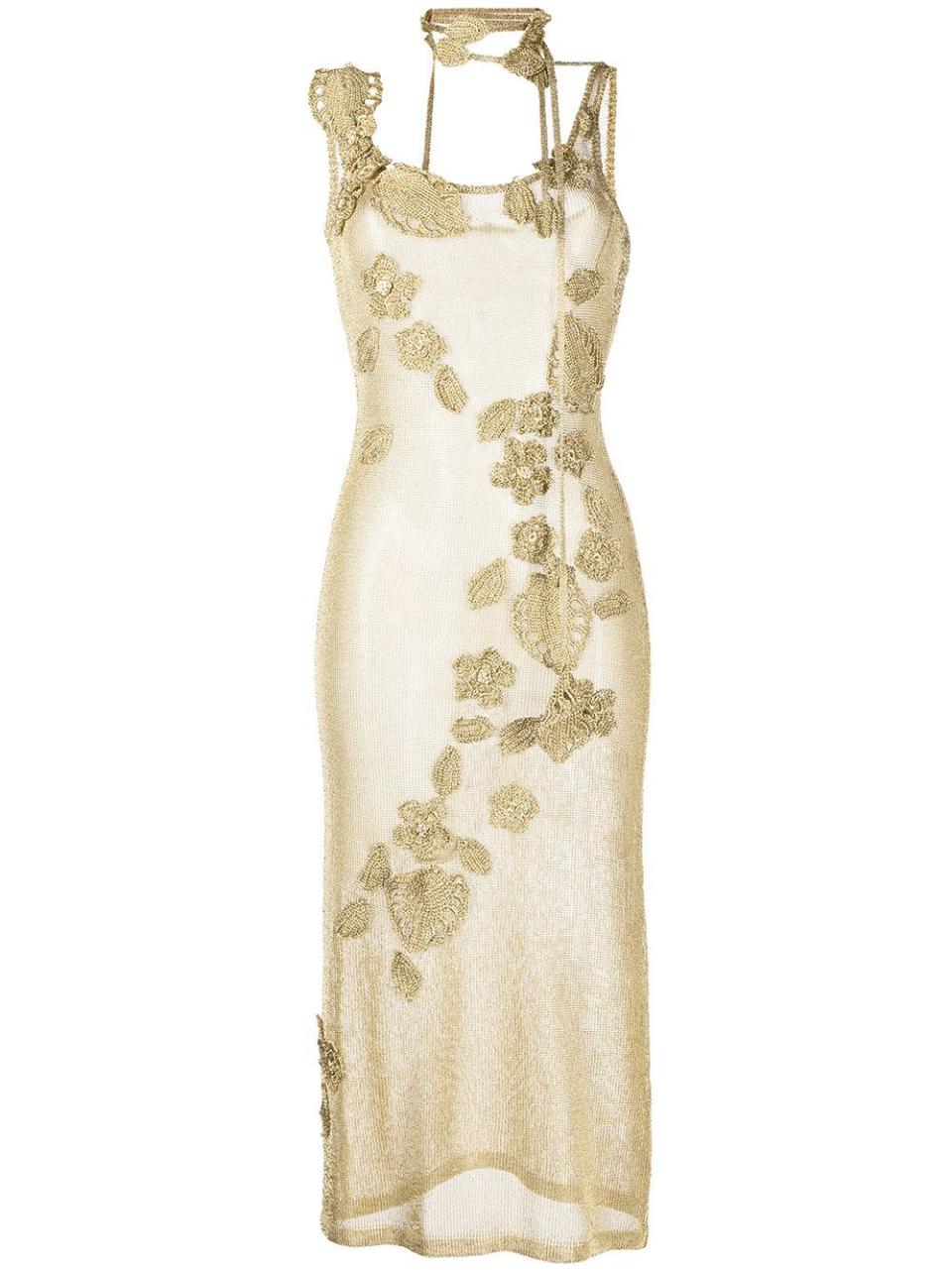 Cult Gaia floral-appliqué sheer midi dress