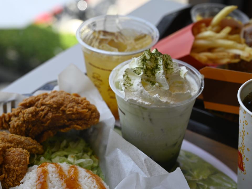 salted calamansi apricot juice and the iced matcha latte mcdonald's