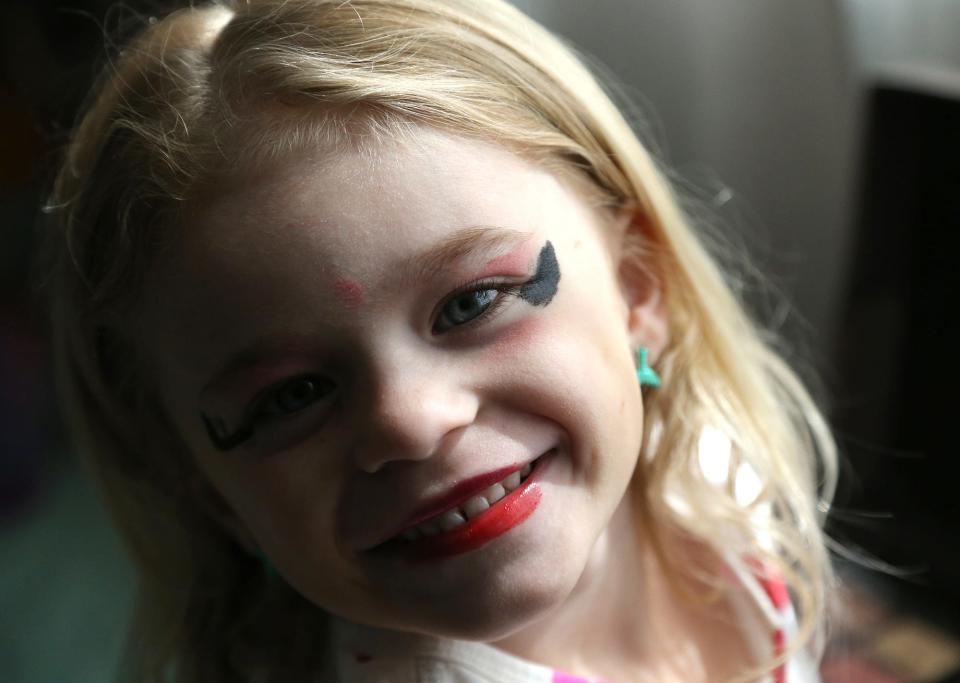 Lylah Ciampa, 4, of York, demonstrates how she applies makeup. She made a makeup tutorial by herself on her mom's phone, and it got picked up by "America's Funniest Home Videos." She won a $10,000 prize.