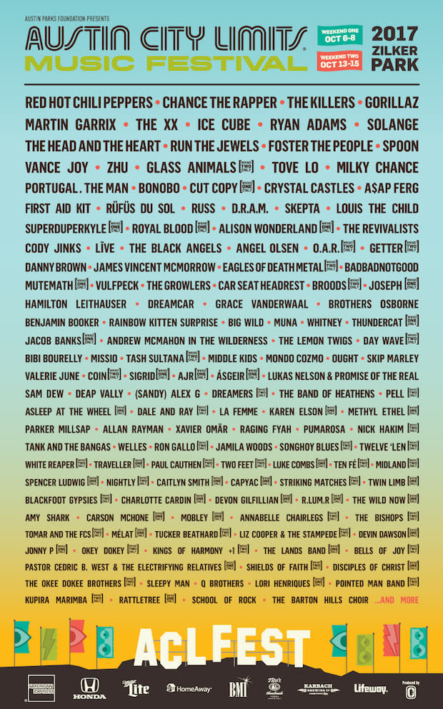 The Killers, Run the Jewels, Red Hot Chili Peppers, Solange, and more also on the bill