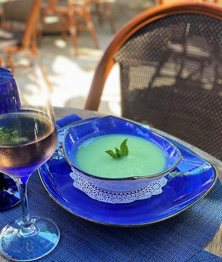 Chilled cucumber-mint soup at Pizza al Fresco.