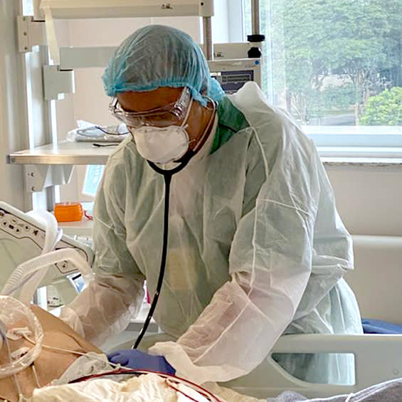 Gustavo Janot has worked for 23 days straight at the intensive care unit of the Albert Einstein Israelite Hospital on the southwestern outskirts of Sao Paolo. (Courtesy Gustavo Janot)