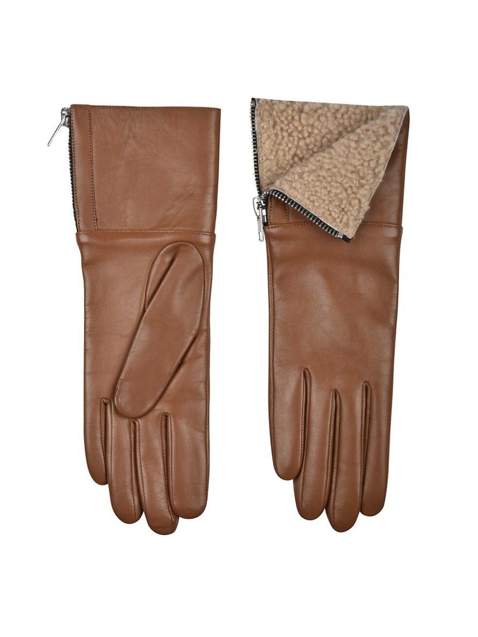 Touch Tech Leather & Shearling Gloves