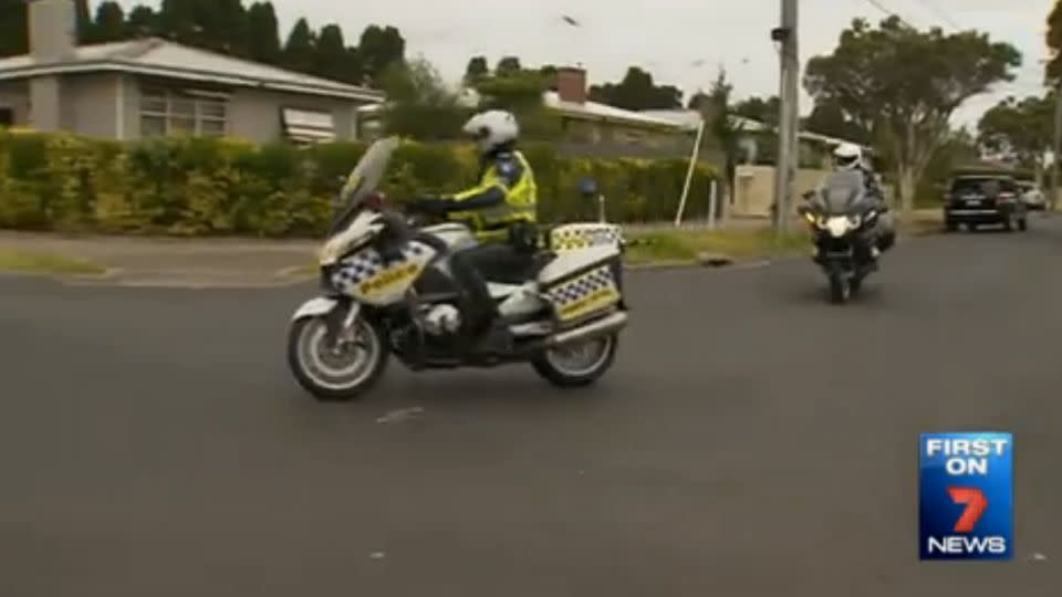 Police attend the scene and question neighbours in the Norlane area. Photo: 7News