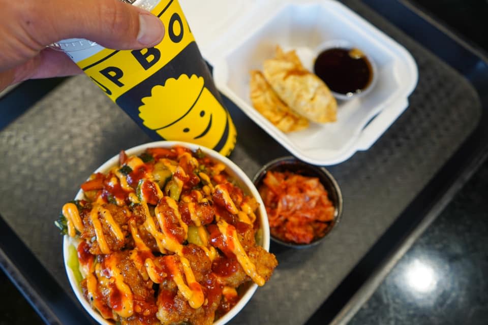 The rock bop, featuring Korean BBQ fried chicken, and side of mandoo from Cupbop. The restaurant has locations at Desert Ridge Marketplace in Phoenix and Westgate Entertainment District in Glendale.