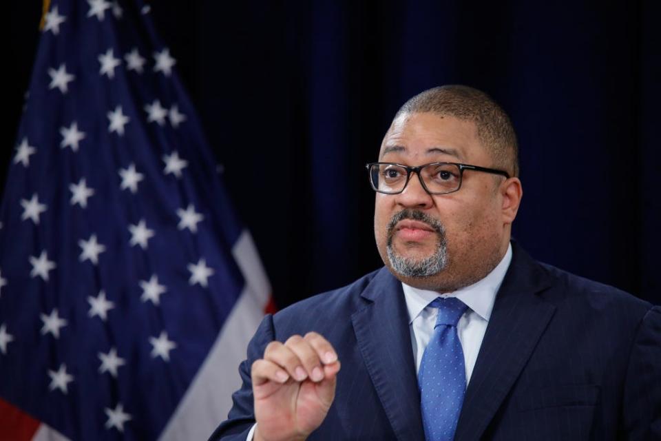 Manhattan District Attorney Alvin Bragg speaks during a press conference following the arraignment of former U.S. President Donald Trump April 4, 2023 in New York City.