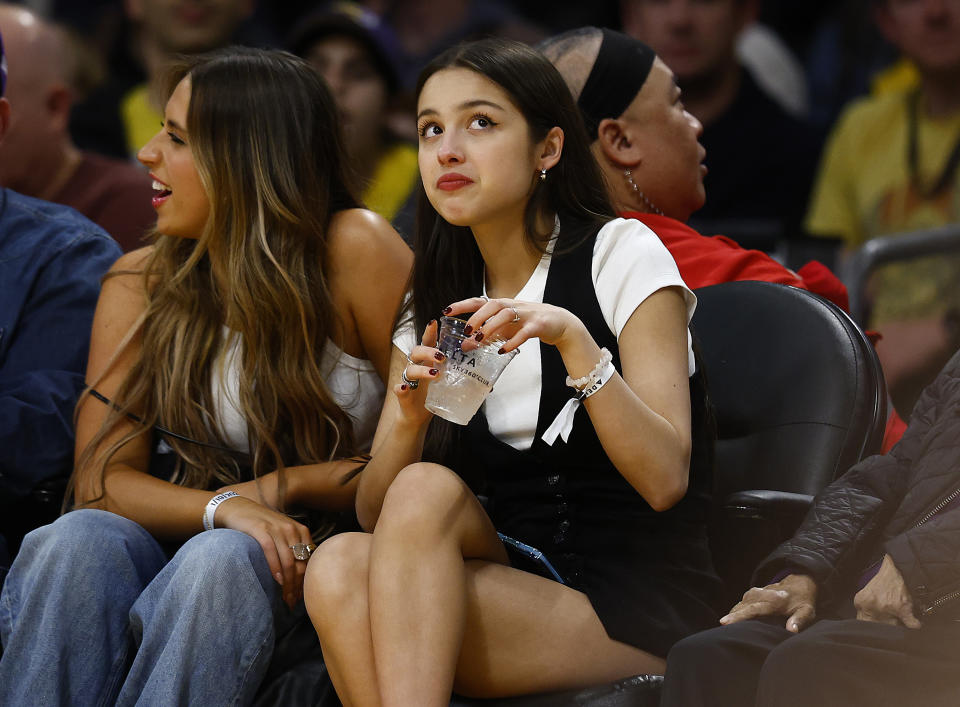 Olivia Rodrigo attends a game between the Brooklyn Nets and the Los Angeles Lakers.