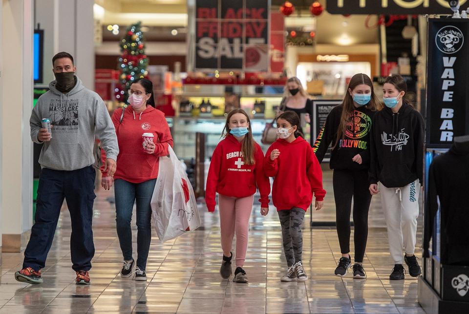 Shoppers at the Oxford Valley Mall in Middletown on Friday.