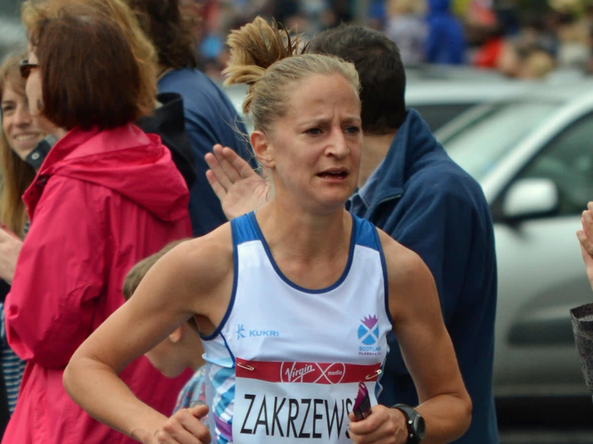 Joasia Zakrzewski (Scotland) running the women’s marathon at the Glasgow Commonwealth Games 2014 (Alamy)