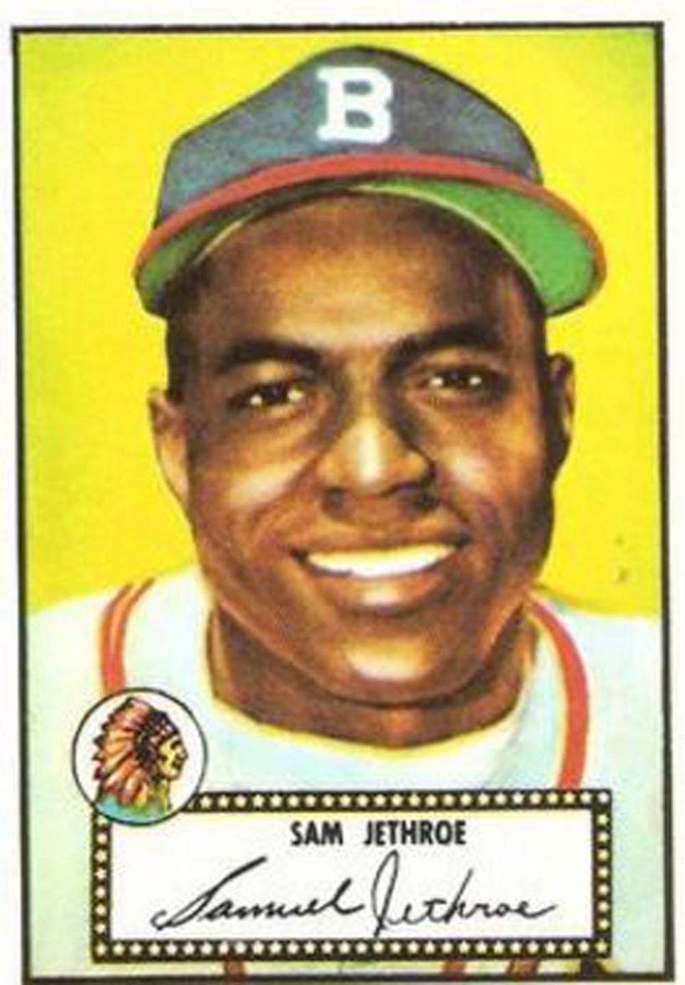 Sam Jethroe is pictured on his 1952 Topps baseball card.
