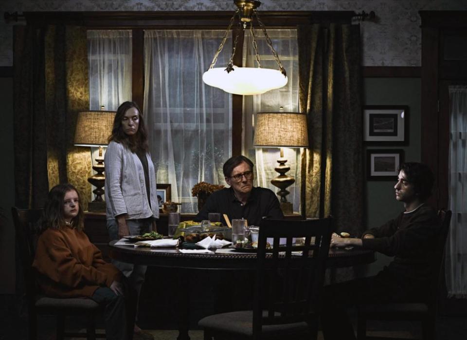 From left: Milly Shapiro, Toni Collette, Gabriel Byrne and Alex Wolff in Hereditary.