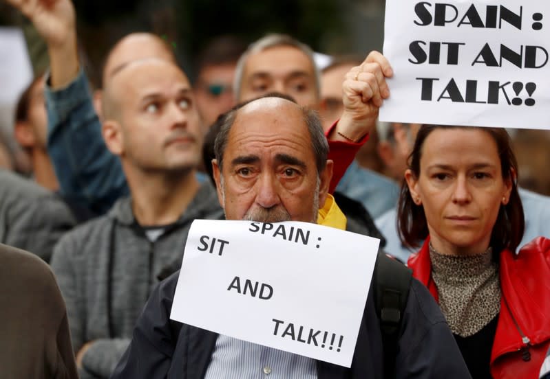 Supporters of Catalonia's independence attend a protests in Barcelona