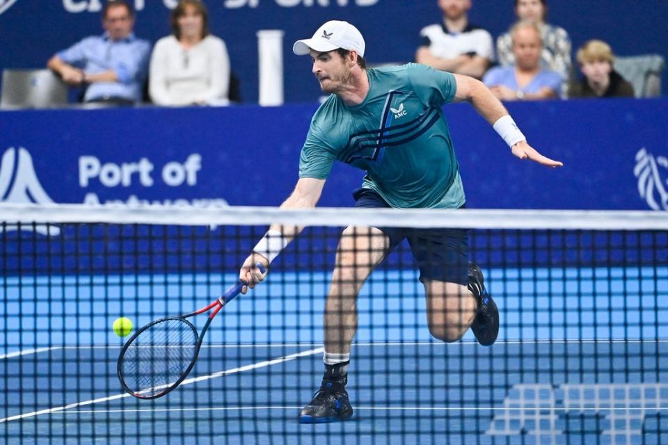 Andy Murray gets to a ball against Frances Tiafoe (Getty)