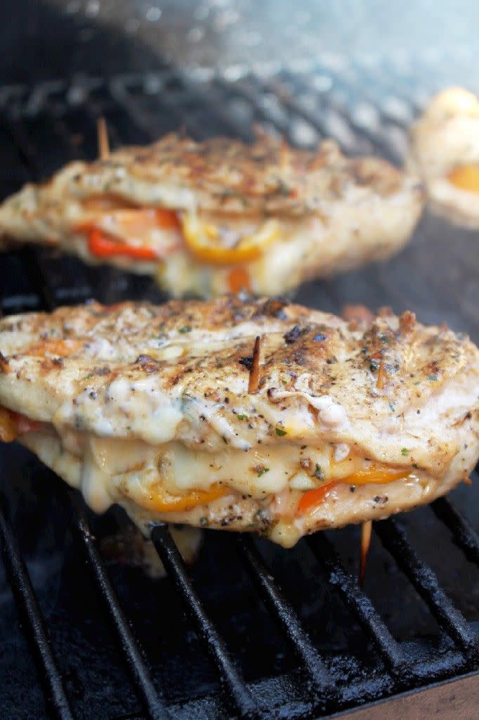 Grilled Chicken Stuffed with Cheese and Peppers