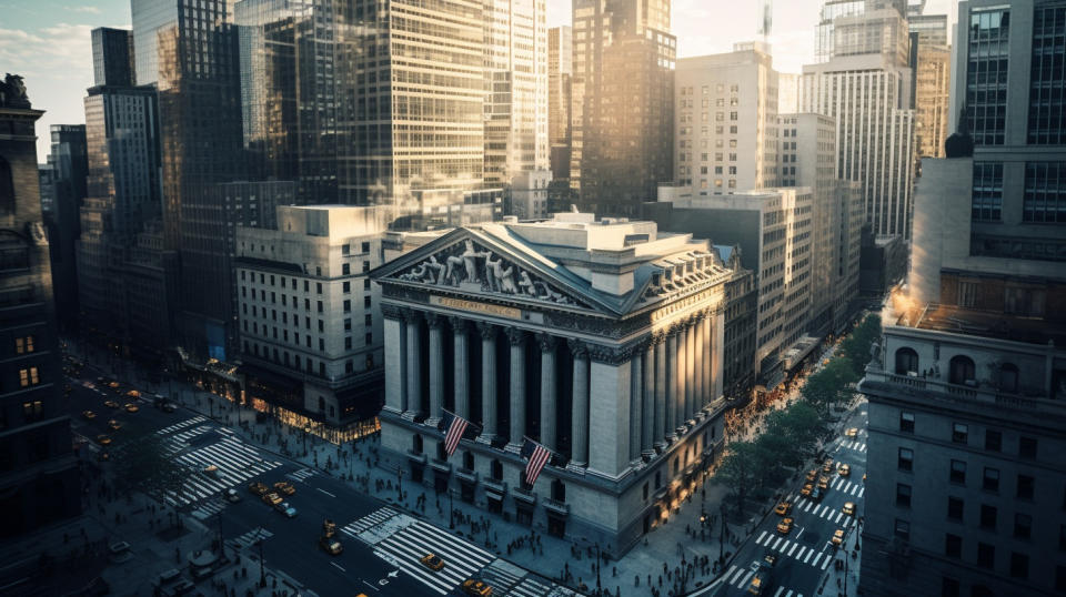 An aerial view of Wall Street, global financial markets symbolizing the industry’s diversity and complexity.