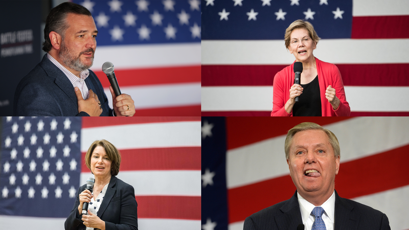 Sens. Ted Cruz, Elizabeth Warren, Amy Klobuchar, and Lindsey Graham