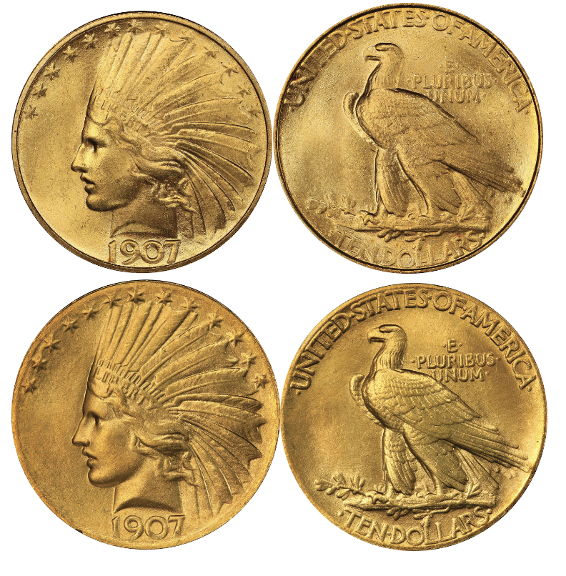 Rare 1907 $10 gold coins personally selected by President Theodore Roosevelt go up for auction in Las Vegas on Jan. 27, 2022.