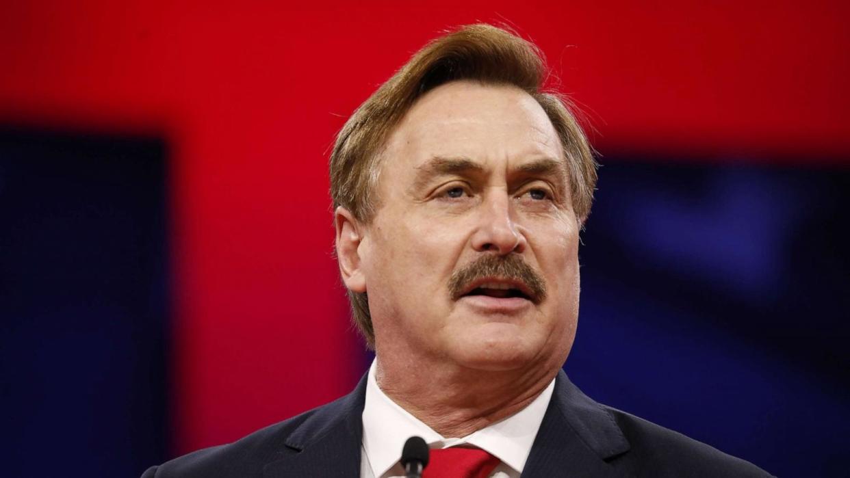 PHOTO: In this Feb. 28, 2019, file photo, Mike Lindell, president and chief executive officer of My Pillow Inc., speaks during the Conservative Political Action Conference (CPAC) in National Harbor, Md. (Aaron P. Bernstein/Bloomberg via Getty Images, FILE)