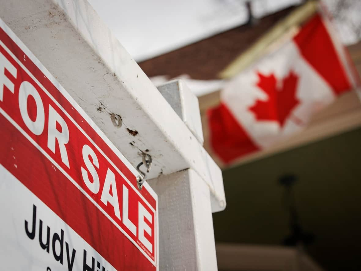 A home for sale in Toronto. After peaking at more than $816,000 in February 2022, the average selling price of a Canadian home has fallen for two months in a row. (Evan Mitsui/CBC - image credit)