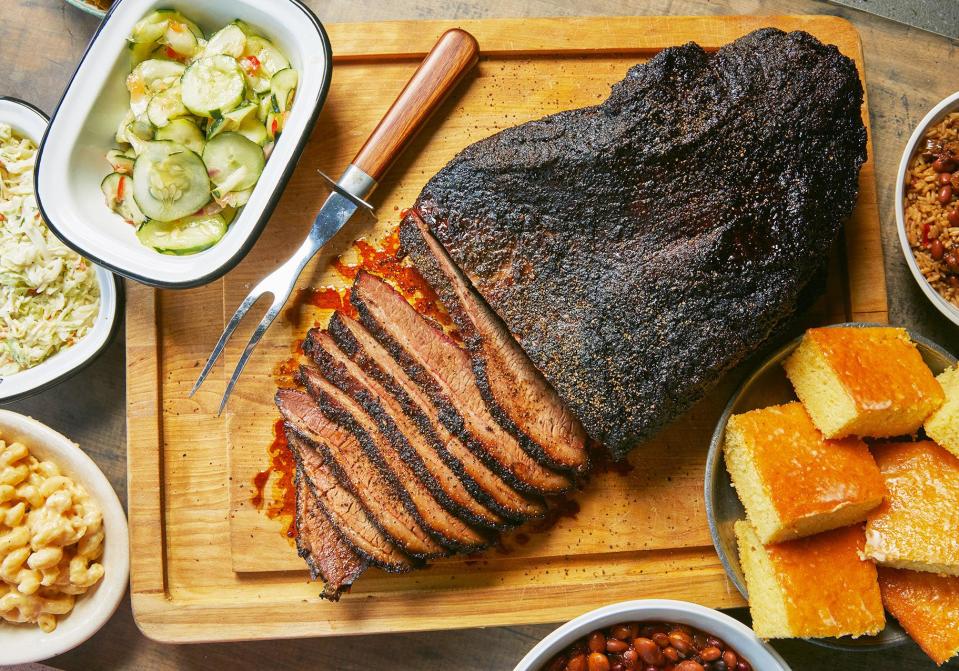 Firefly's BBQ is offering take-out dinner packages for Thanksgiving Day, which includes meats like wood-smoked beef brisket and sides like collard greens and corn bread dressing.