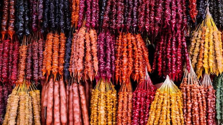 Bunches of churchkhela on the street