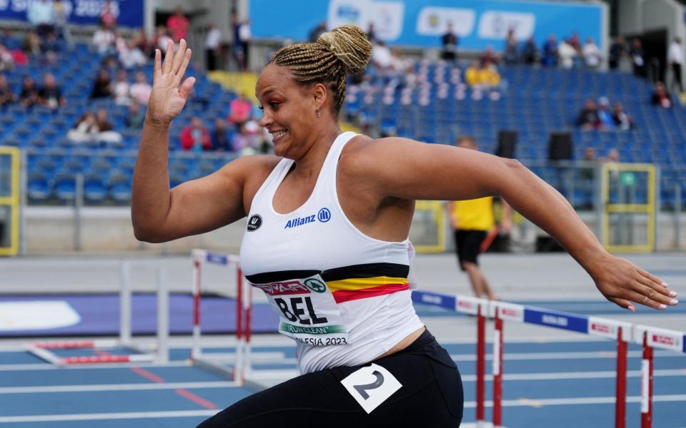 Jolien Boumkwo - Belgian shot putter Jolien Boumkwo runs in 100m hurdles in bizarre moment at European Championships