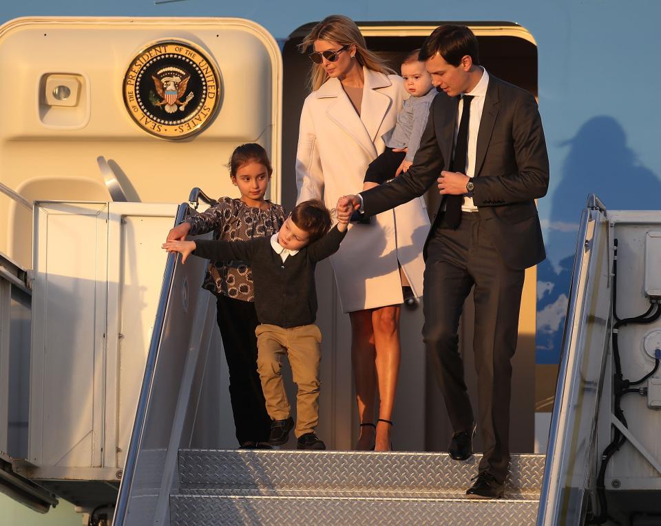 <h1 class="title">President Trump Arrives In West Palm Beach With Japanese Prime Minister Shinzo Abe For Weekend At Mar-a-Lago</h1><cite class="credit">Joe Raedle/Getty </cite>