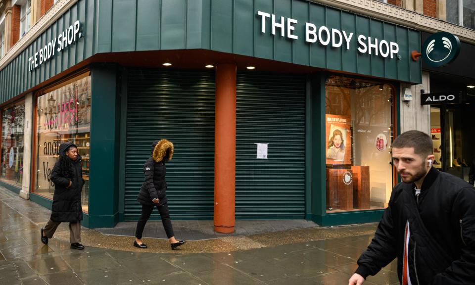<span>A closed-down branch of The Body Shop in London last month. </span><span>Photograph: Leon Neal/Getty</span>