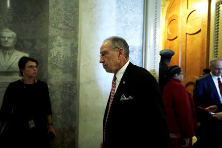 U.S. Senate Judiciary Committee Chairman Senator Chuck Grassley (R-IA) leaves the Senate Chamber during the debate over the U.S. Supreme Court nomination of judge Brett Kavanaugh on Capitol Hill in Washington, U.S., October 5, 2018. REUTERS/Yuri Gripas