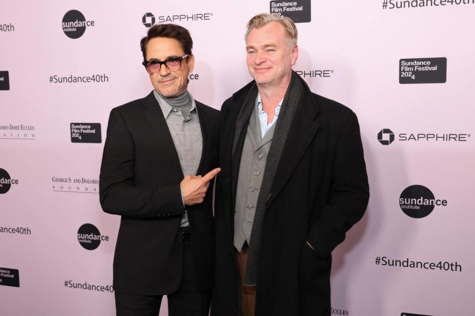 Robert Downey Jr. and Christopher Nolan attend the 2024 Sundance Film Festival Opening Night Gala: Celebrating 40 Years at DeJoria Center on January 18, 2024 in Park City, Utah.