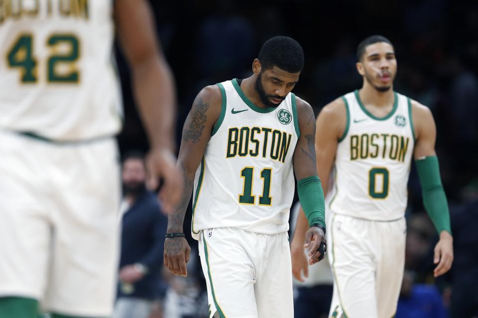 The Boston Celtics are in search of an identity after finding one without Kyrie Irving last season. (AP)